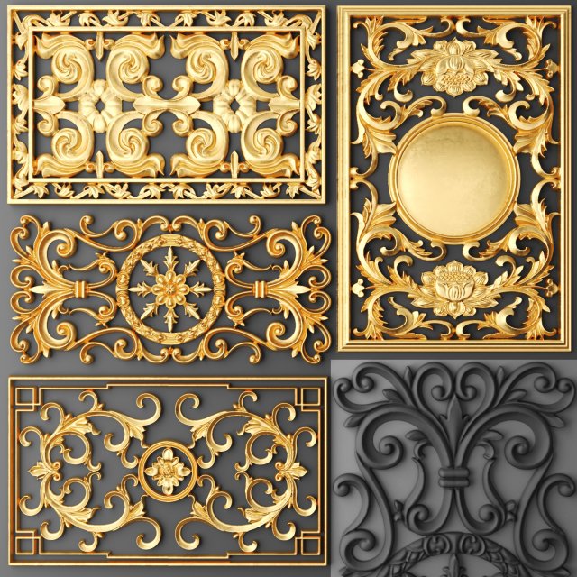 fretwork set 3d 3D मॉडल .c4d .max .obj .3ds .fbx .stl .blend 