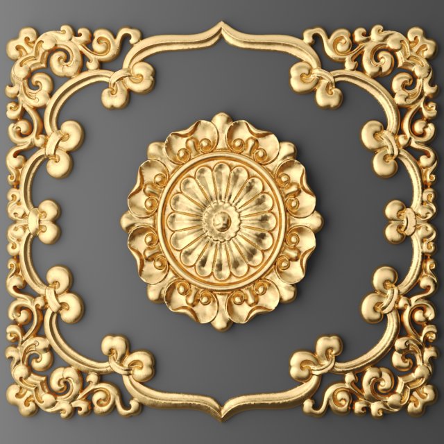 ceiling rosette and frame Model 3D .c4d .max .obj .3ds .fbx .stl .blend 