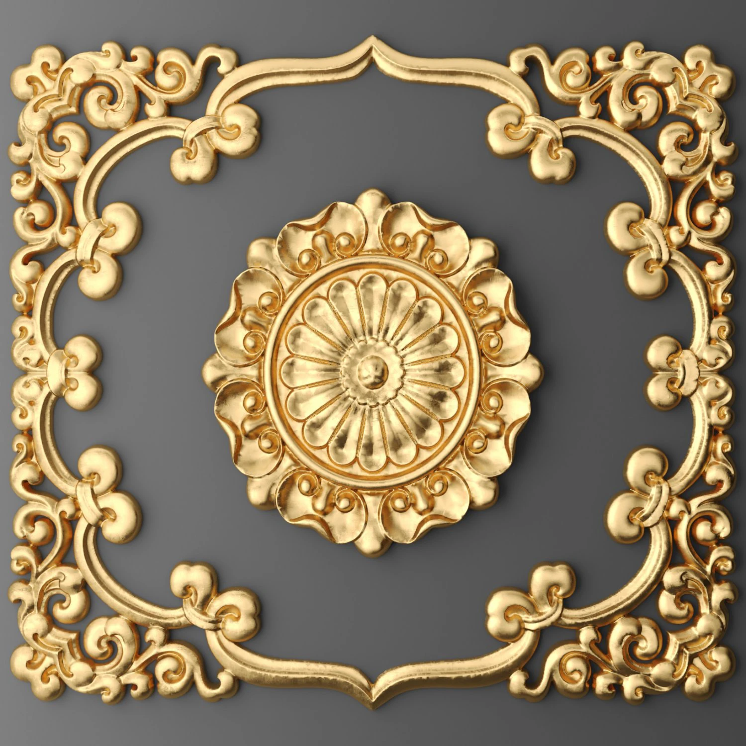 ceiling rosette and frame 3D Model .c4d .max .obj .3ds .fbx .stl .blend 