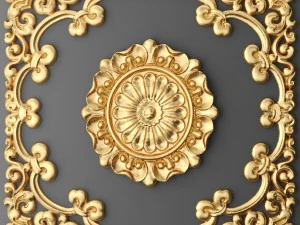 天花板花饰和框架 3D 模型