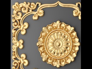 ceiling rosette and frame Model 3D