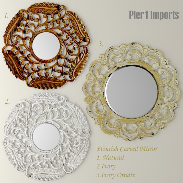 flourish carved mirror set Model 3D .c4d .max .obj .3ds .fbx .stl .blend 
