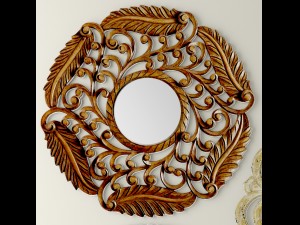 flourish carved mirror set Model 3D