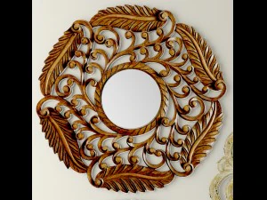 flourish carved mirror set 3D Model