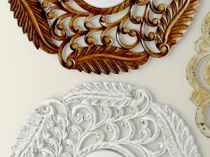 flourish carved mirror set 3D Model