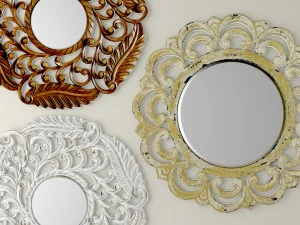 flourish carved mirror set 3D Model