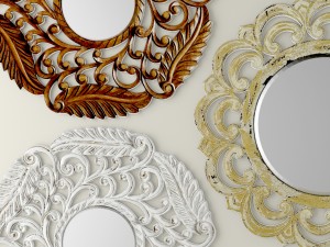 flourish carved mirror set Model 3D