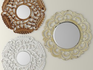 flourish carved mirror set Model 3D