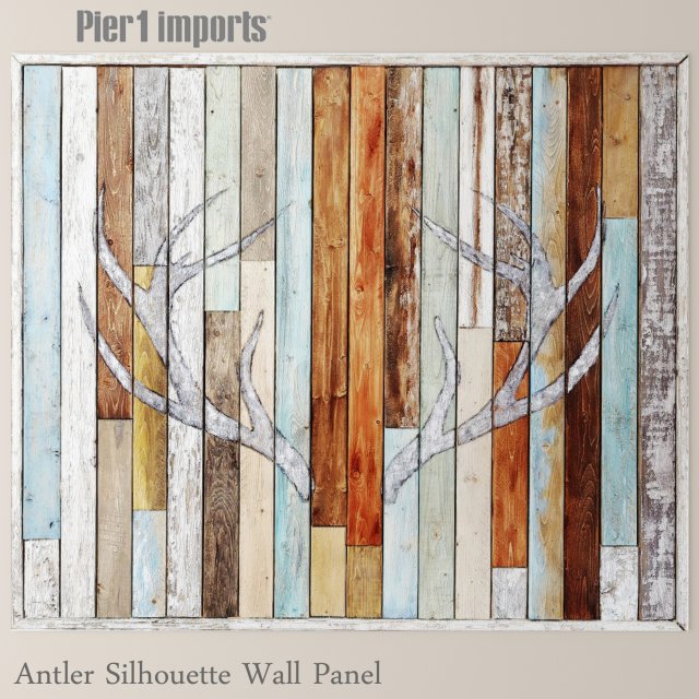 antler silhouette wall panel wood 3D Model .c4d .max .obj .3ds .fbx .stl .blend 