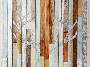 antler silhouette wall panel wood 3D Model
