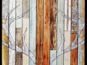 antler silhouette wall panel wood 3D Model