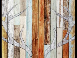 antler silhouette wall panel wood 3D Model
