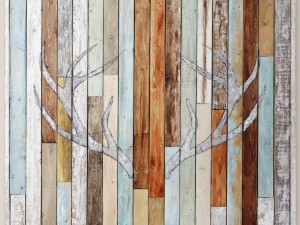 antler silhouette wall panel wood 3D Model
