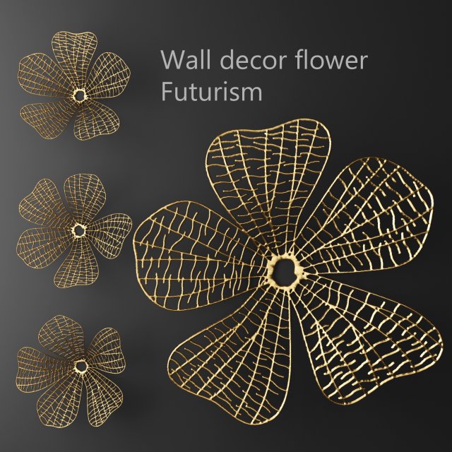 wall decor flower futurism panel Modello 3D .c4d .max .obj .3ds .fbx .stl .blend