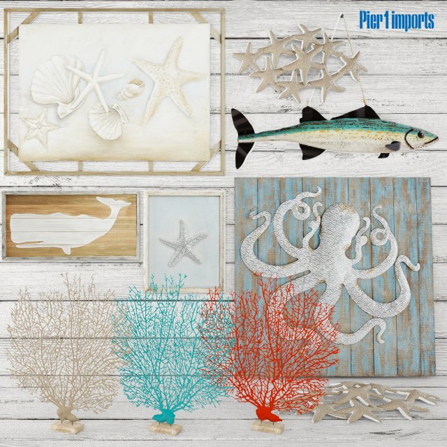 set sea coral picture panel board 3D Model .c4d .max .obj .3ds .fbx .stl .blend 
