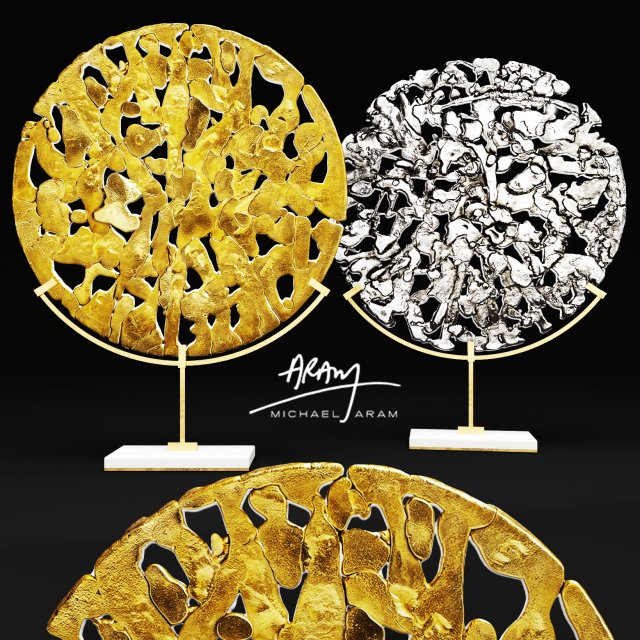 michael aram golden disk horchow 3D Model .c4d .max .obj .3ds .fbx .stl .blend 
