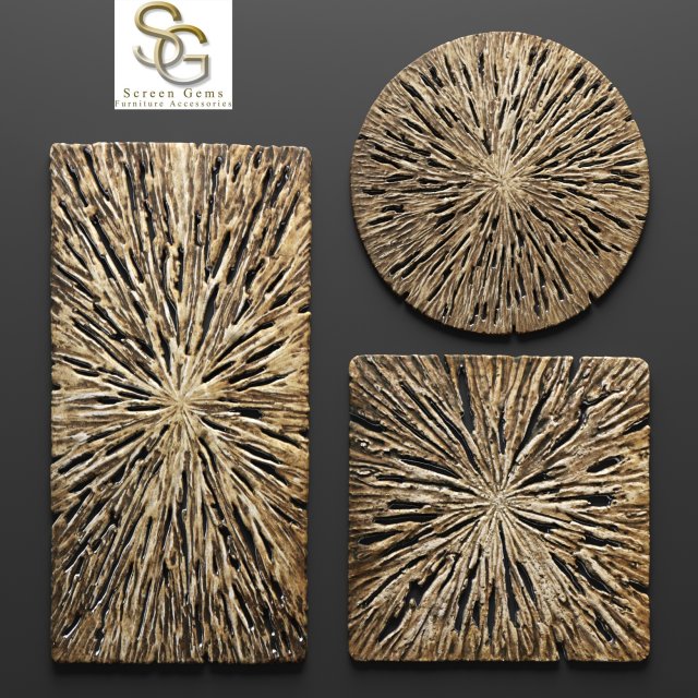 rotten wood wall art - set 3D Model .c4d .max .obj .3ds .fbx .stl .blend 