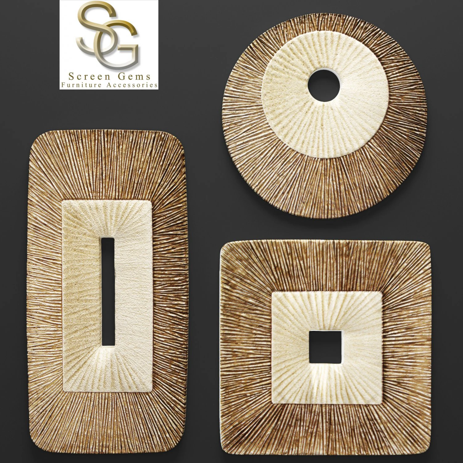 concave ribbed plaque wall art - set 3D Model .c4d .max .obj .3ds .fbx .stl .blend 