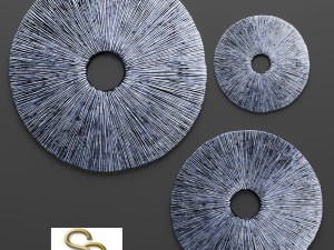 sandstone ribbed wall art - set Model 3D