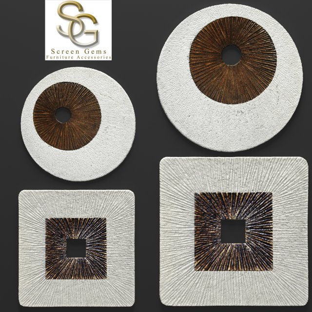square encaved round ribbed wall art - set 3D मॉडल .c4d .max .obj .3ds .fbx .stl .blend 