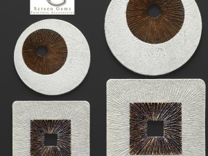 square encaved round ribbed wall art - set Model 3D