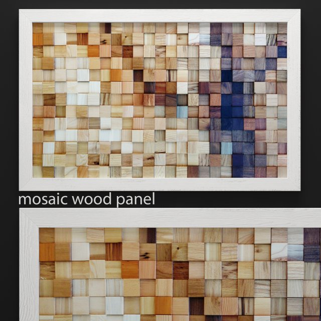 mosaic wood panel 3D Model .c4d .max .obj .3ds .fbx .stl .blend 