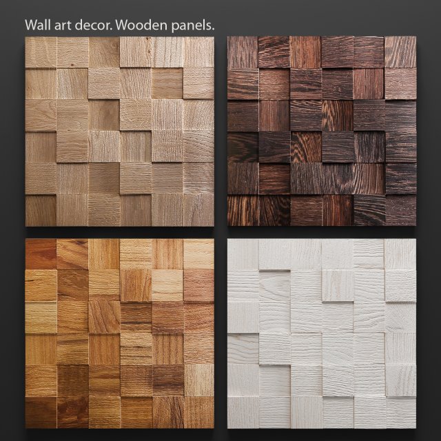 mosaic wood panel 3d set 3D Модель .c4d .max .obj .3ds .fbx .stl .blend 