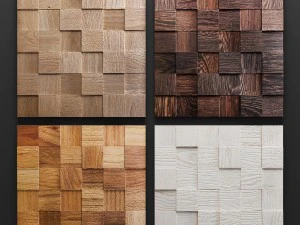 conjunto 3d de painel de madeira em mosaico Modelo 3D