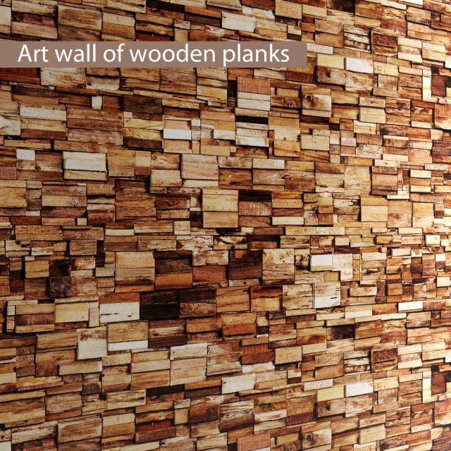 art wall of wooden planks 3d 3D Model .c4d .max .obj .3ds .fbx .stl .blend 