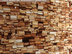 parete artistica di assi di legno 3d Modello 3D