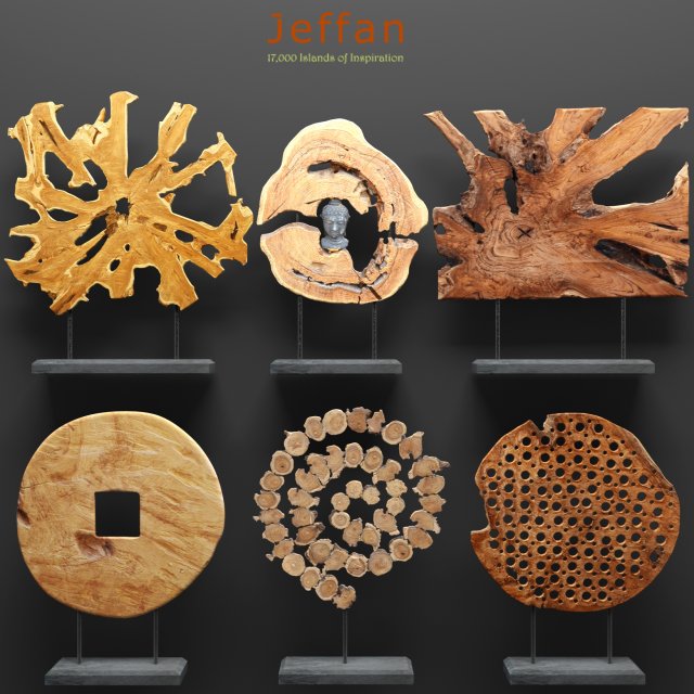 jeffan art wood decor set 3D Model .c4d .max .obj .3ds .fbx .stl .blend 