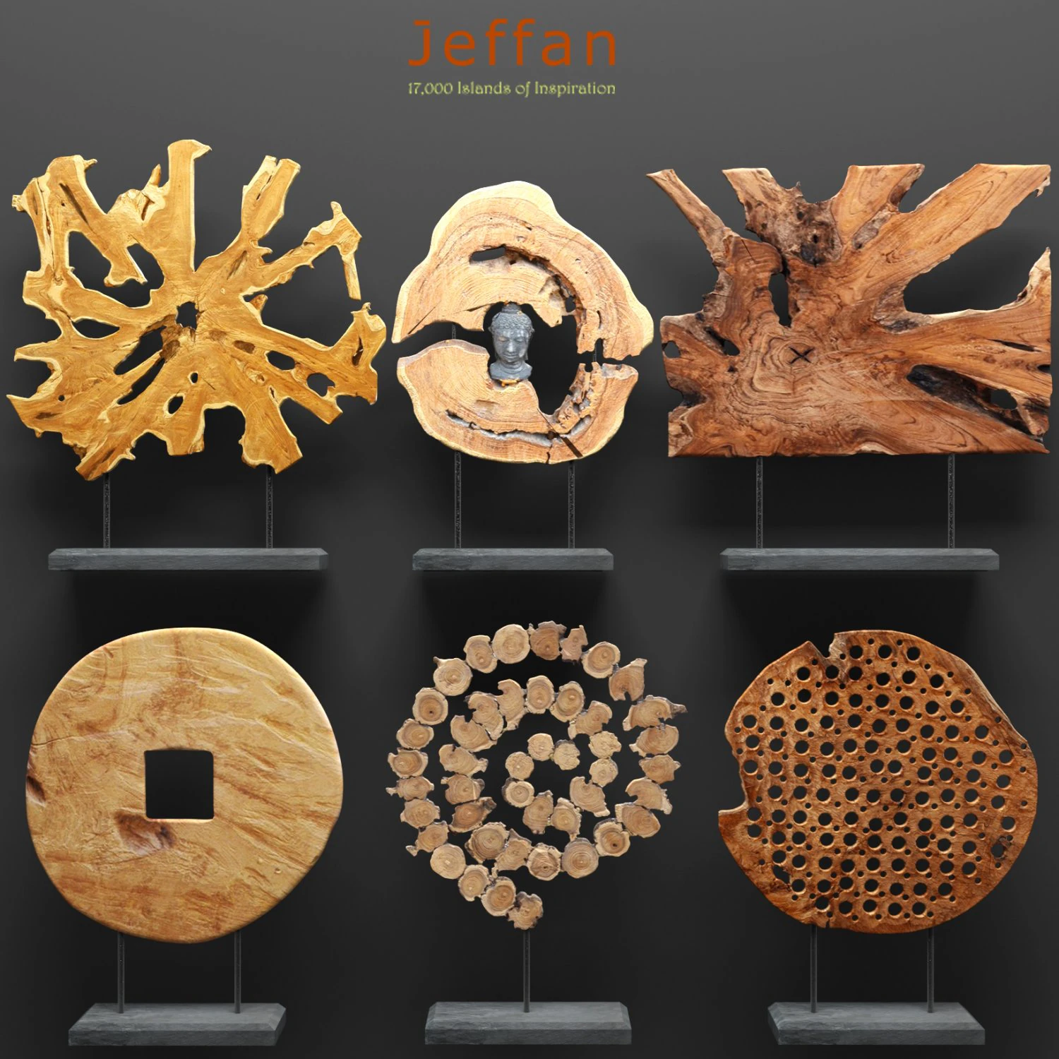 jeffan art wood decor set 3D Model .c4d .max .obj .3ds .fbx .stl .blend 