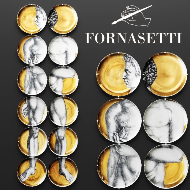 wall decoration of the dishes fornasetti 3D 模型 .c4d .max .obj .3ds .fbx .stl .blend 