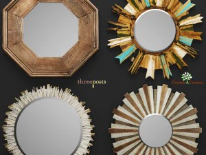 conjunto de espelho de madeira 3d Modelo 3D