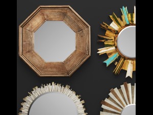 wooden mirror set 3d 3D-Modell