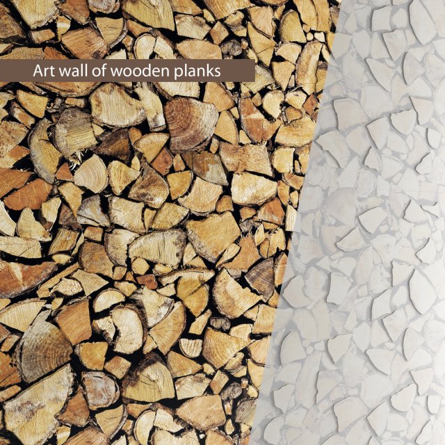 art wall of wooden planks 3d 3D-Modell .c4d .max .obj .3ds .fbx .stl .blend 