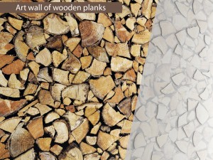 art wall of wooden planks 3d 3D Model