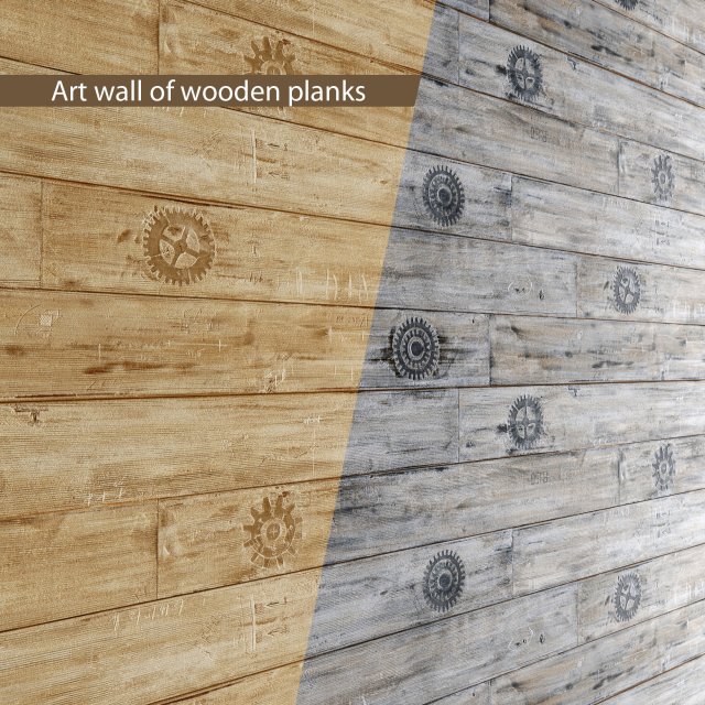 art wall of wooden planks 3d 3D Model .c4d .max .obj .3ds .fbx .stl .blend 
