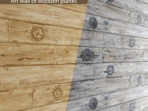 parete artistica di assi di legno 3d Modello 3D