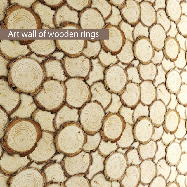 art wall of wooden rings 3D Model .c4d .max .obj .3ds .fbx .stl .blend 