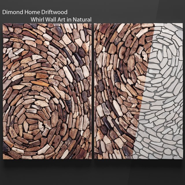 dimond home driftwood whirl wall art in natural 3D Model .c4d .max .obj .3ds .fbx .stl .blend 