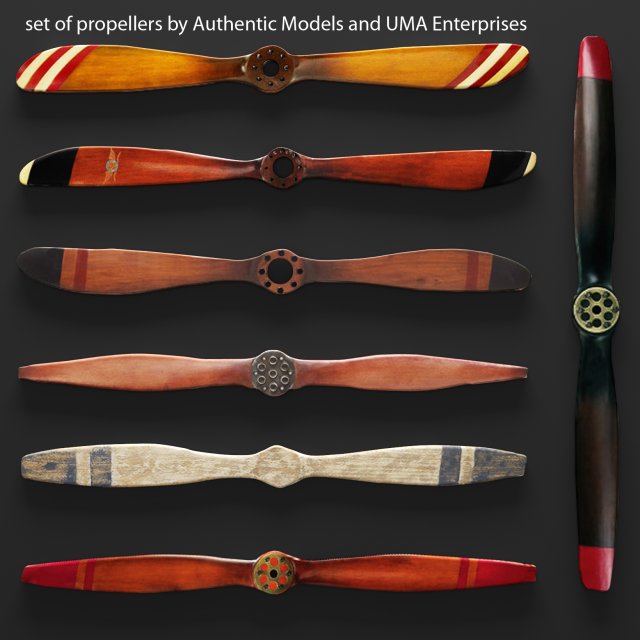 set propeller by authentic models and uma enterpri 3D Model .c4d .max .obj .3ds .fbx .stl .blend 