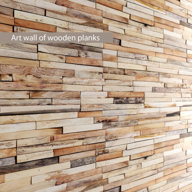 art wall of wooden planks 3d 3D 模型 .c4d .max .obj .3ds .fbx .stl .blend 