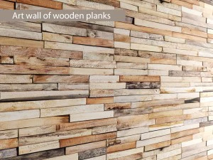 parete artistica di assi di legno 3d Modello 3D