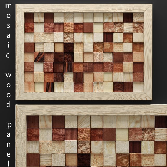 mosaic wood panel 3d Modelo 3D .c4d .max .obj .3ds .fbx .stl .blend 