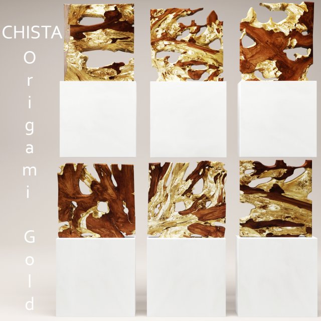 chista origami gold 3D Model .c4d .max .obj .3ds .fbx .stl .blend 
