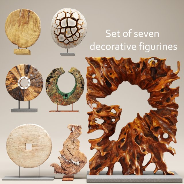 set of statues and sculptures 3D Модель .c4d .max .obj .3ds .fbx .stl .blend 