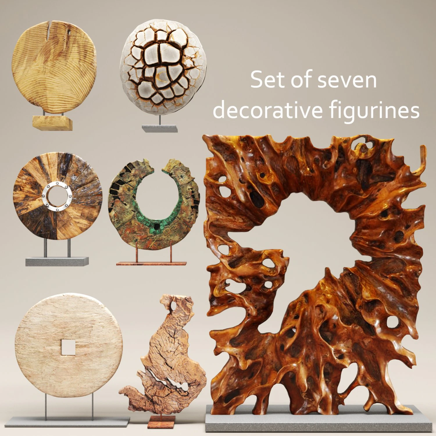 set of statues and sculptures 3D Model .c4d .max .obj .3ds .fbx .stl .blend