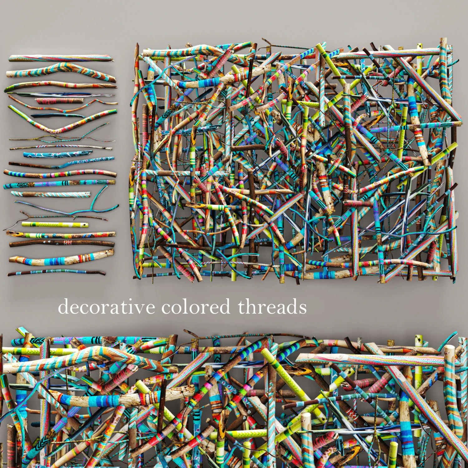 decorative colored threads 3D Model .c4d .max .obj .3ds .fbx .stl .blend