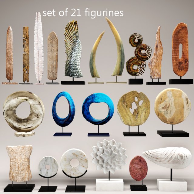 set of statues and sculptures 3D 모델 .c4d .max .obj .3ds .fbx .stl .blend 